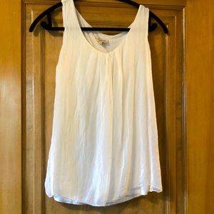 Via Signoria Silk Soft White Elegant Sleeveless Top